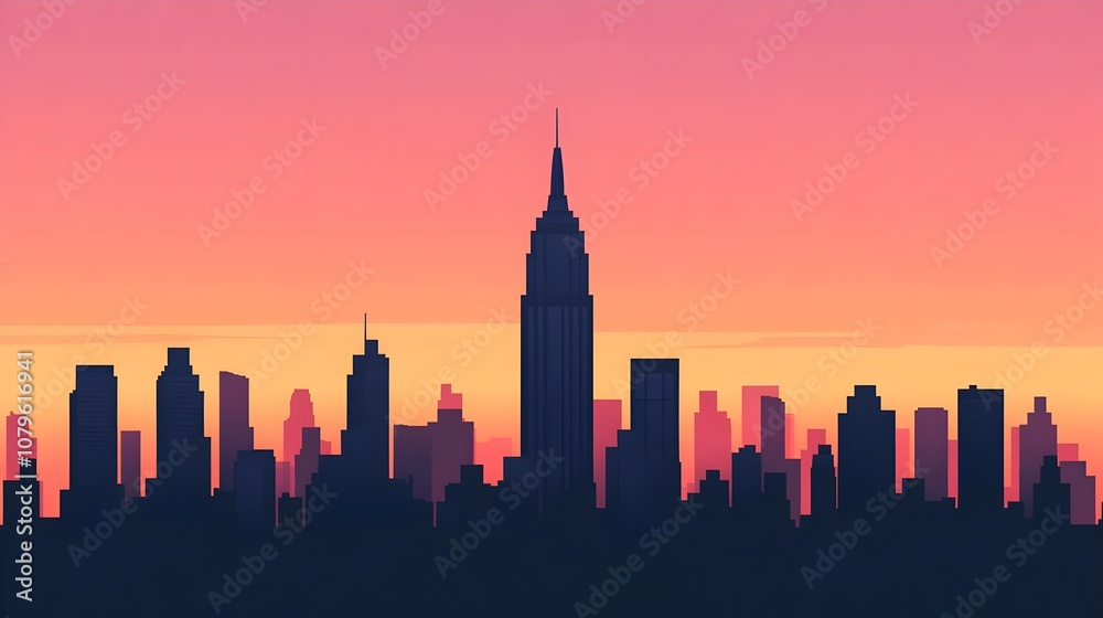 Obraz premium Cityscape Silhouette Sunset
