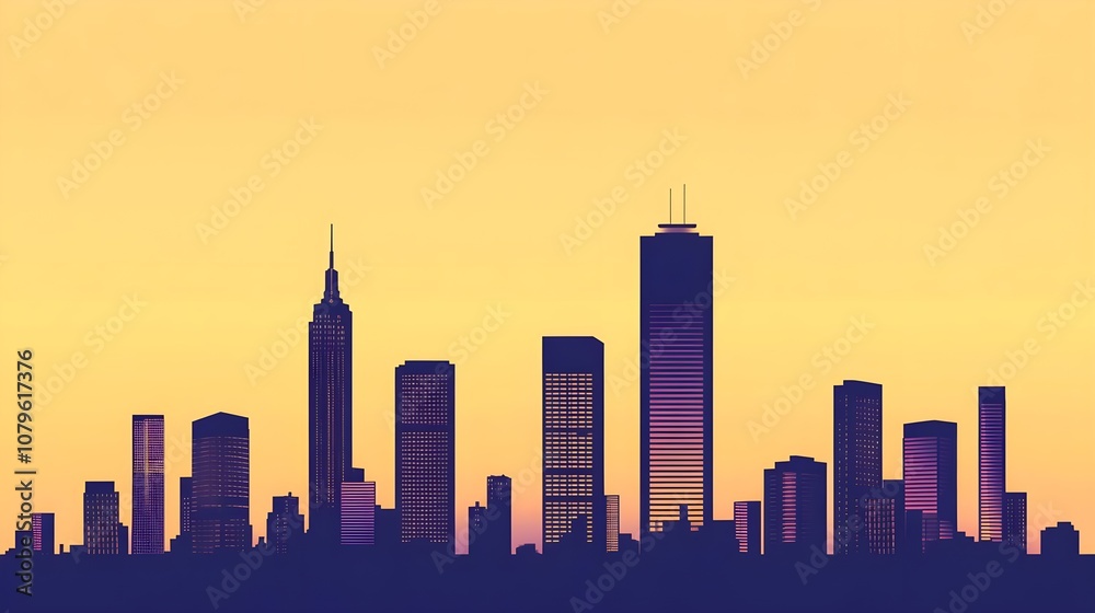 Obraz premium Cityscape Sunset Silhouette