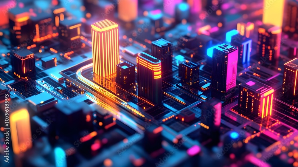 Obraz premium Neon Cityscape Abstract