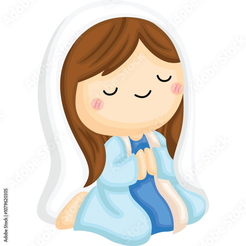 a vector of a girl praying