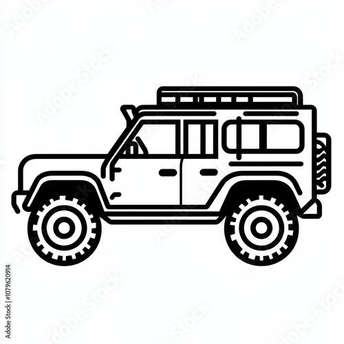This off-road vehicle icon features a clean design, showcasing a sturdy and adventurous vehicle perfect for navigating rough terrains and exploring the outdoors