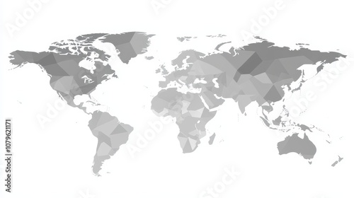 Fototapeta Naklejka Na Ścianę i Meble -  Grey polygonal world map illustration on a white background.