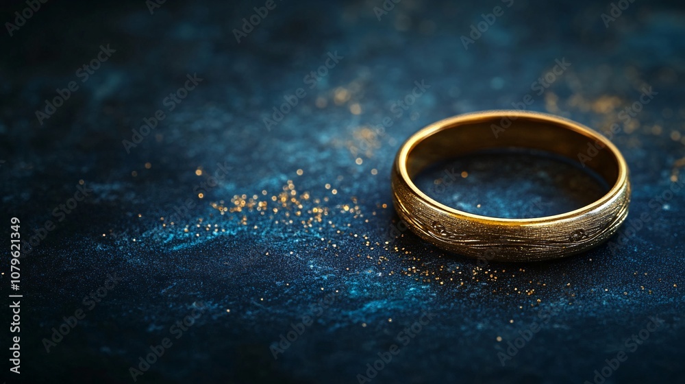 Mystical golden ring with sparkling dust on dark background, magical abstract glow. Mystical golden ring with sparkling dust on dark background, magical abstract glow.