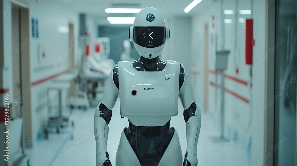 AI powered robotic system sanitizing hospital rooms and corridors enhancing medical facility hygiene and safety standards through advanced automated disinfection and cleaning technology AI powered robotic system sanitizing hospital rooms and corridors enhancing medical facility hygiene and safety standards through advanced automated disinfection and cleaning technology