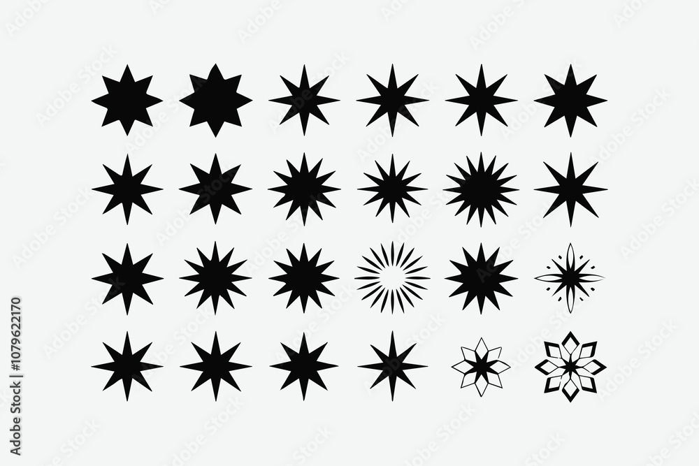 Set of modern and simple stars vector illustration, easily editable. Set of modern and simple stars vector illustration, easily editable.