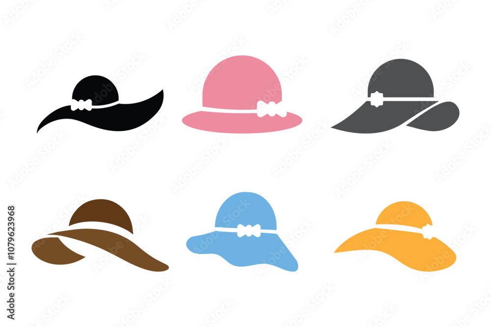 Woman hat icon logo design template isolated illustration Woman hat icon logo design template isolated illustration