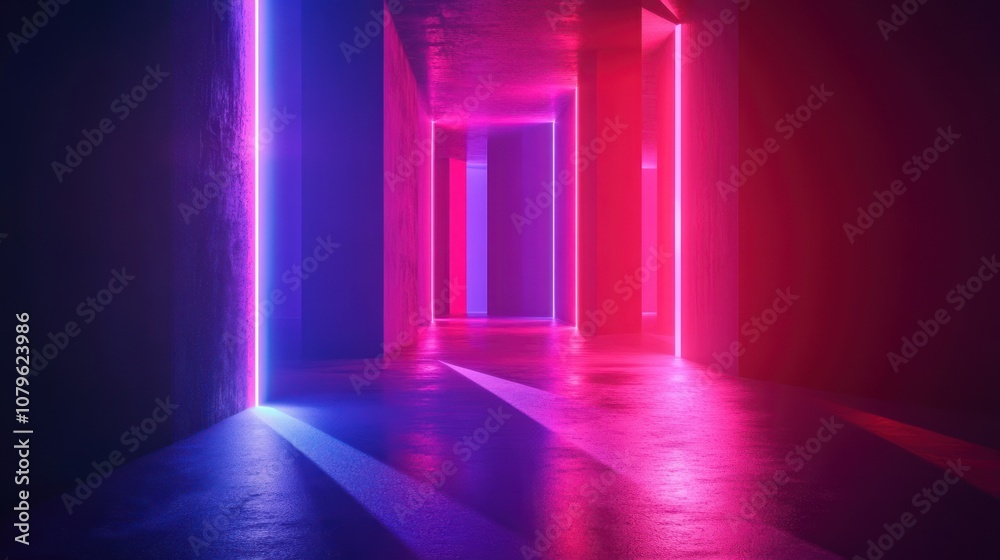 Neon Lights in a Concrete Corridor Neon Lights in a Concrete Corridor