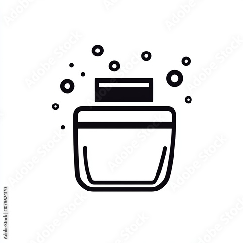 This minimalist icon features a black and white representation of a retinol cream jar, suitable for skincare applications and digital interfaces photo