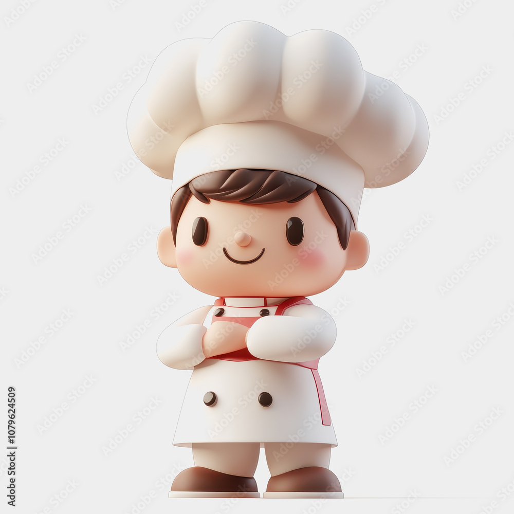 Cute and Playful Cartoon Chef Character with a White Hat and Apron, Smiling Cheerfully in a Friendly Pose, Perfect for Culinary or Food-Themed Illustrations, Designs, and Kids' Content Cute and Playful Cartoon Chef Character with a White Hat and Apron, Smiling Cheerfully in a Friendly Pose, Perfect for Culinary or Food-Themed Illustrations, Designs, and Kids' Content