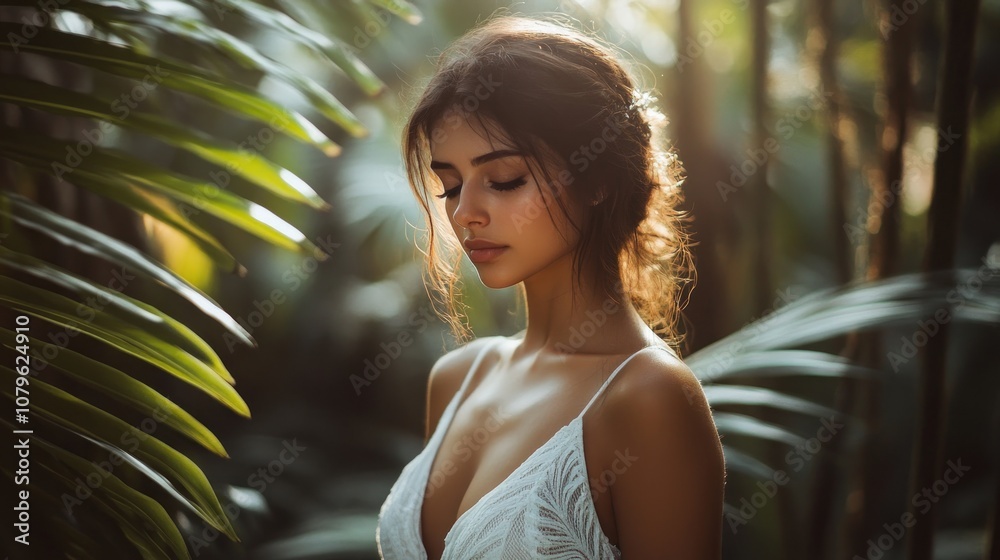 Fototapeta premium Woman in a Tropical Forest