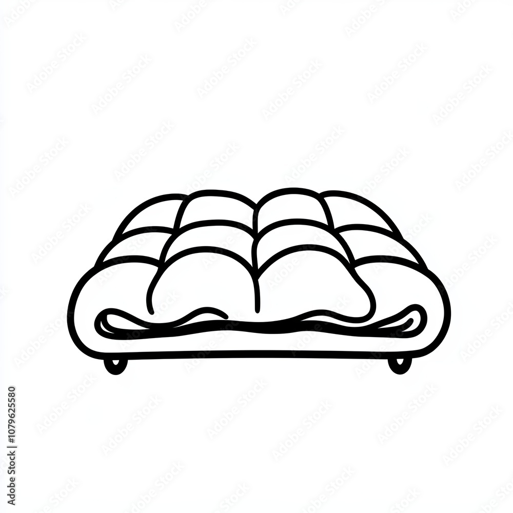 This simple line icon depicts a sleeping pad suitable for camping or relaxation, showcasing a comfortable design for outdoor or indoor settings This simple line icon depicts a sleeping pad suitable for camping or relaxation, showcasing a comfortable design for outdoor or indoor settings