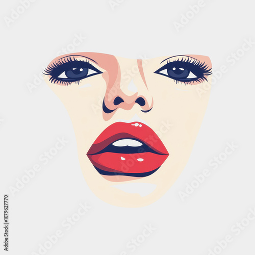 Vibrant and Expressive Portrait of a Woman with Striking Makeup, Undefined Background and Elegant Facial Features Capturing Modern Beauty and Artistry, Ideal for Fashion and Beauty Themes