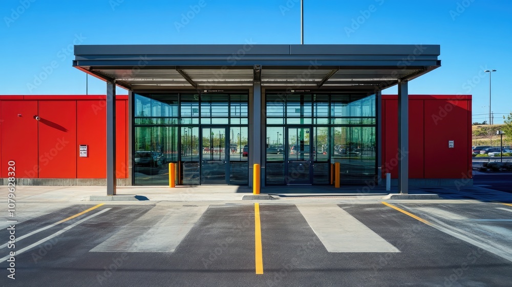 Entrance to a parking facility at a commercial complex Entrance to a parking facility at a commercial complex