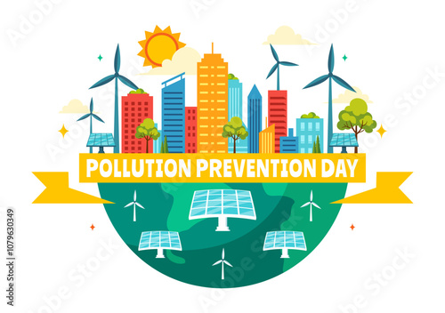 National Pollution Prevention Day Vector Illustration on 2 December for Awareness Campaign, featuring Factory, Forest, and Vehicle Pollution Issues