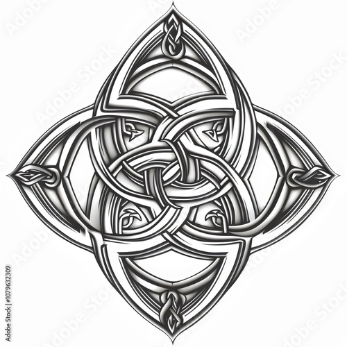 A black and white tattoo of a Celtic cross photo