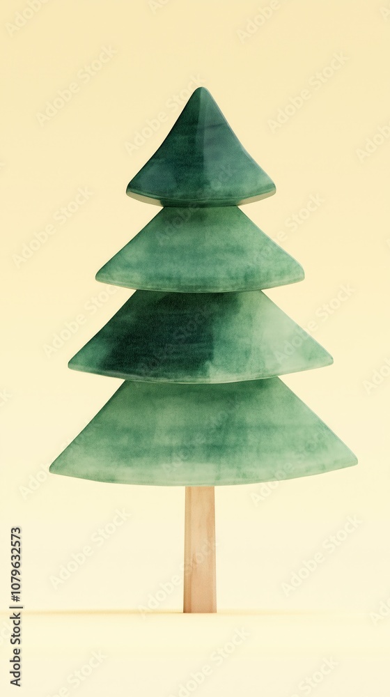 Minimal Christmas tree on a light background, symbolizing nature and adding a festive touch. Minimal Christmas tree on a light background, symbolizing nature and adding a festive touch.