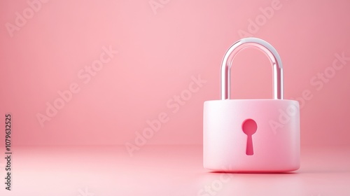 Stylish 3D Pink Padlock on Soft Background