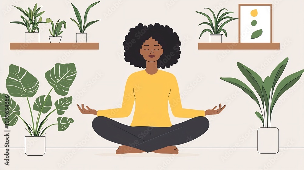 of an Employee Practicing Mindfulness Meditation During a Break at the Workplace to Promote Mental Health and Wellness In the Corporate Environment of an Employee Practicing Mindfulness Meditation During a Break at the Workplace to Promote Mental Health and Wellness In the Corporate Environment