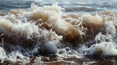 Waves from the river and ocean converge as high tides and low tides interact with one another photo