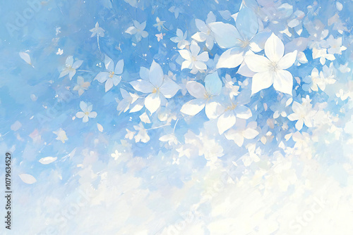 朝日に輝く花畑