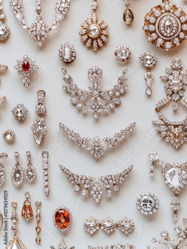 A collection of ornate jewelry pieces displayed artistically.