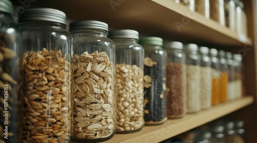 Glass Jars Filled with Dried Food
