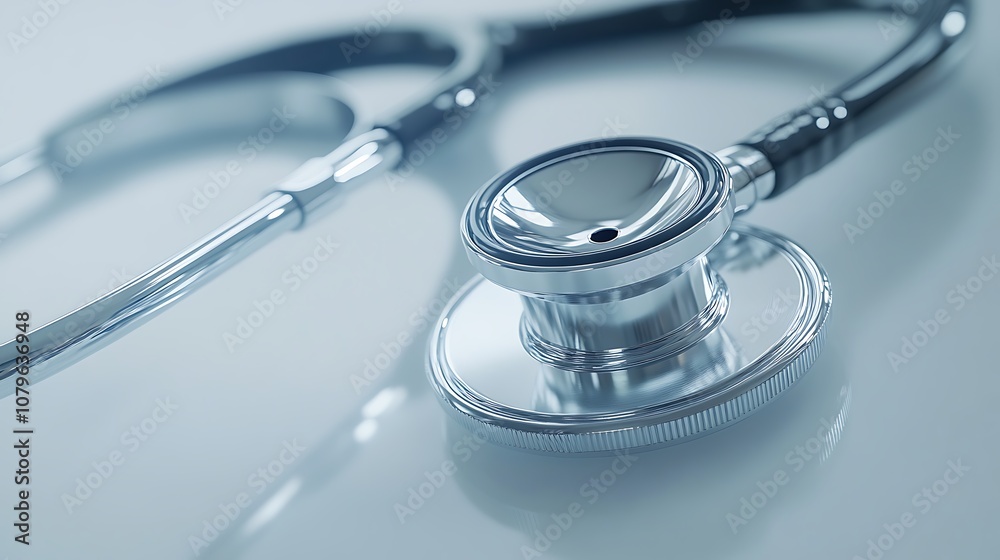 Stethoscope on white table medical and healthcare concept.