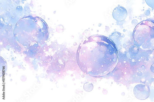 ピンクと青の泡とゴールドの輝き