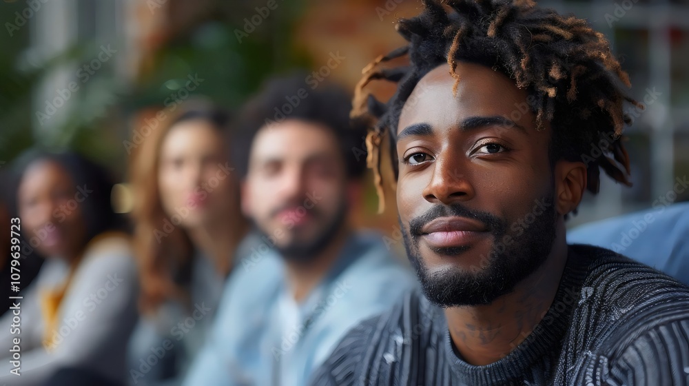 A man with dreadlocks is smiling at the camera A man with dreadlocks is smiling at the camera