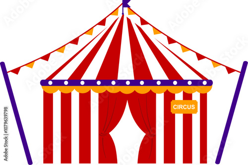 Colorful Circus Tent with Red and White Stripes