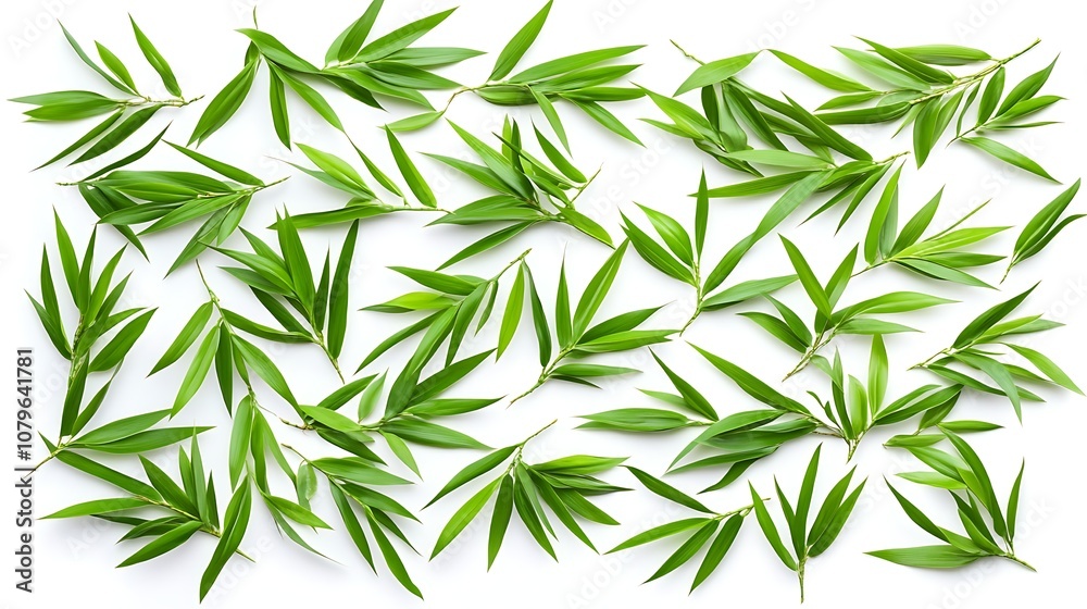 Fototapeta premium Green leaves isolated on white background