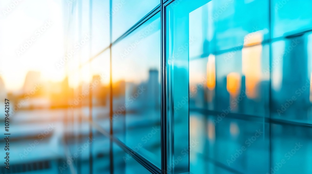 Reflective Glass Window with Captivating Cityscape Skyline Reflective Glass Window with Captivating Cityscape Skyline