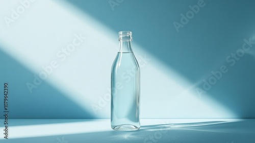 Glass Bottle with Blue Background