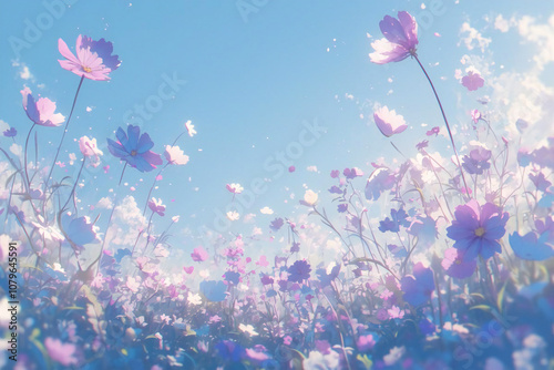 花咲く大地と青空