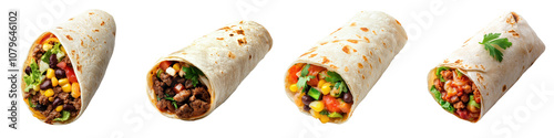 Freshly Prepared Burrito Wrap Filled with a Delicious Combination of Savory Mexican Inspired Ingredients Including Spicy Meat Vibrant Vegetables and Melted Cheese