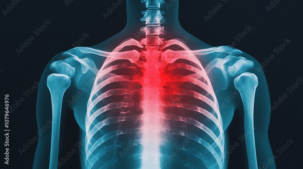 3D Medical X Ray Scan of Human Rib Cage and Sternum Showing Detailed ...