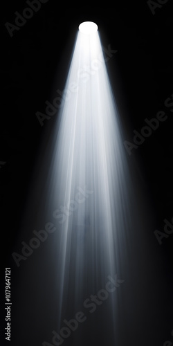 Spotlight Beam Isolated on Black Background - Dramatic White Light Ray Effect