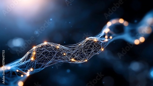 Glowing neural network connections representing the flow and exchange of data information and knowledge  Abstract digital of a futuristic technology driven concept photo