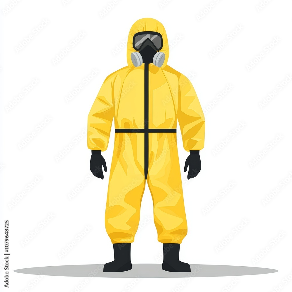 Hazmat Suit Protection Worker Illustration Flat Design Hazmat Suit Protection Worker Illustration Flat Design