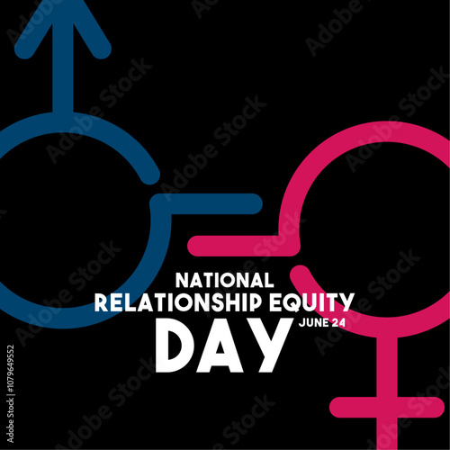 National Relationship Equity Day. June 24. Black background. Flat design vector. Poster, banner, card, background. 