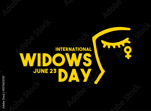 Vector Illustration of International Widows Day. June 23. Black background. Flat design vector. Poster, banner, card, background.