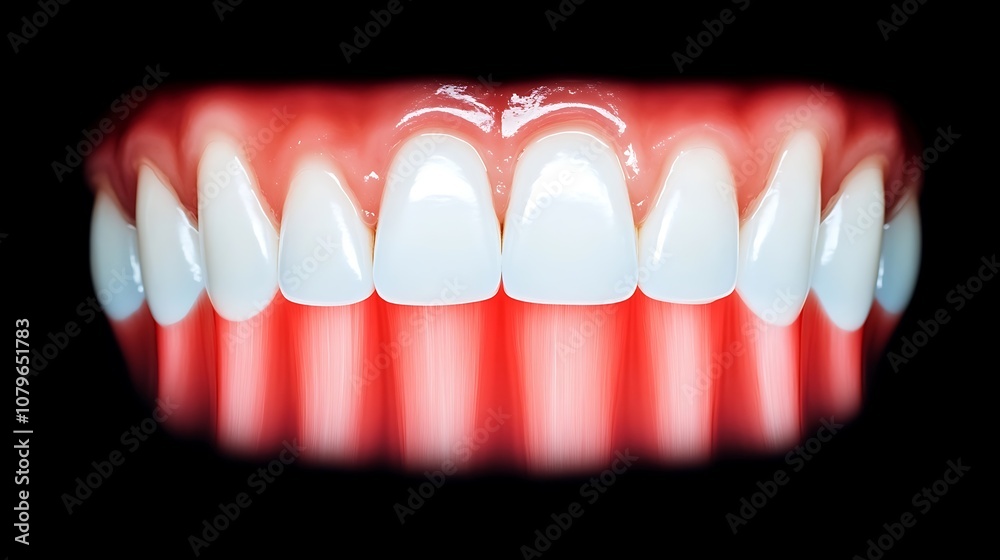 Fototapeta premium Close Up View of Healthy Vibrant and Well Maintained Teeth After Professional Dental Treatment and Oral Care Procedures Concept of Dental Hygiene Oral Health and Cosmetic Dentistry