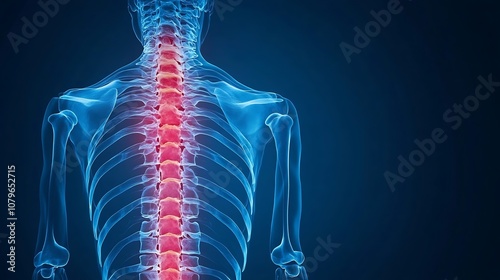 Detailed Digital X Ray Visualization of Human Spine and Vertebral Column Structure for Medical and Healthcare Purposes photo