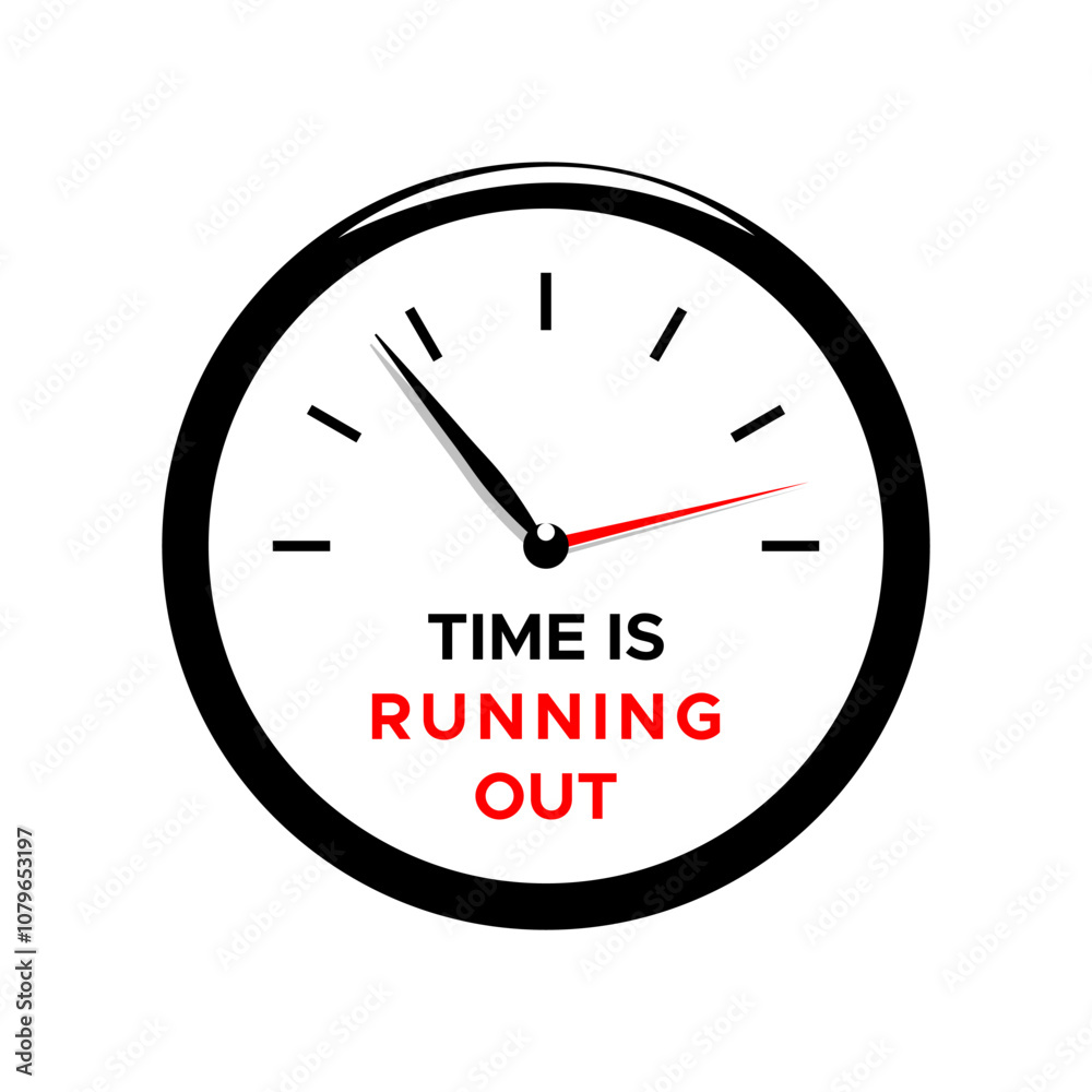 Time is running out circular clock vector isolated on white Time is running out circular clock vector isolated on white