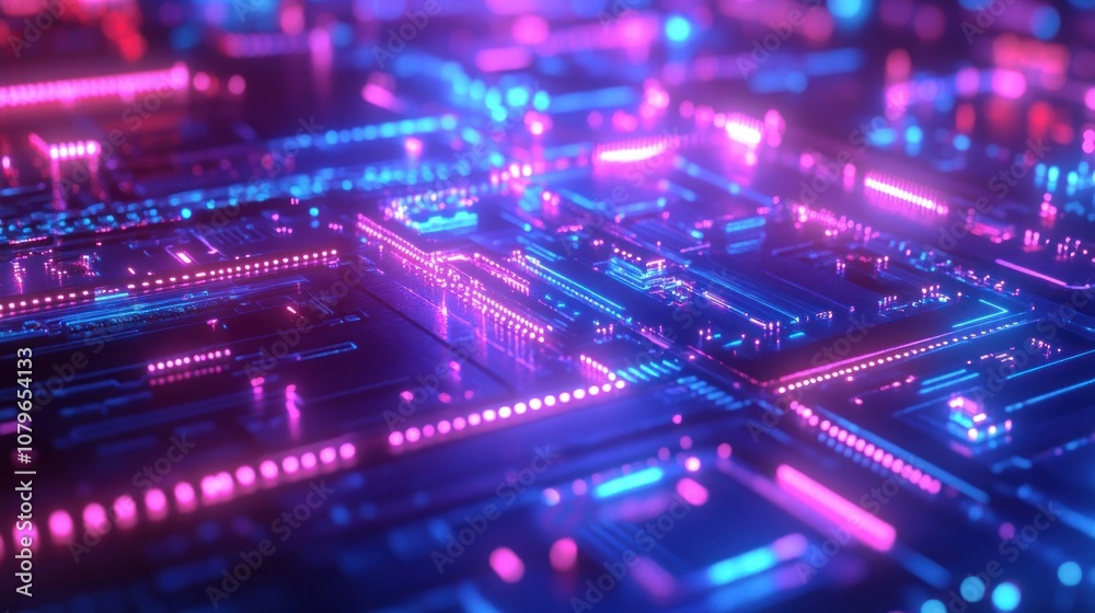 Abstract Circuitry with Neon Lights Abstract Circuitry with Neon Lights