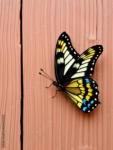 butterfly incept wooden wall background photo