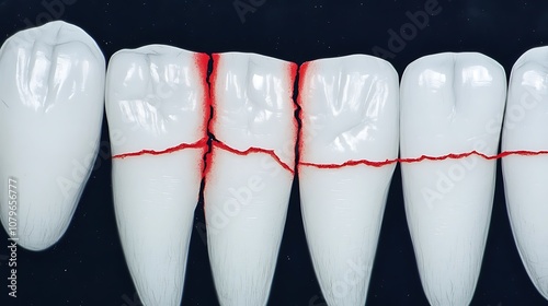 Closeup View of Repaired Teeth with Dental Procedure Concept   Detailed Image Showing Dental Care and Oral Health Treatment photo