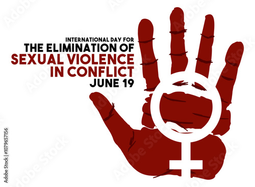 International Day for The Elimination of Sexual Violence in Conflict. June 19. White background. Abstract design vector. Poster, banner, card, background.