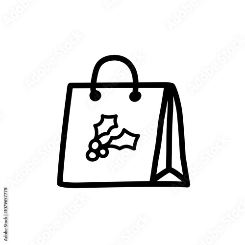 christmas shopping bag outline 