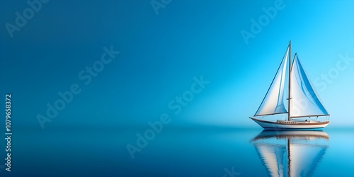 A sailboat icon, placed on the right side, isolated against a wide azure backdrop with room for your message. --ar 3:2 --s 50 photo